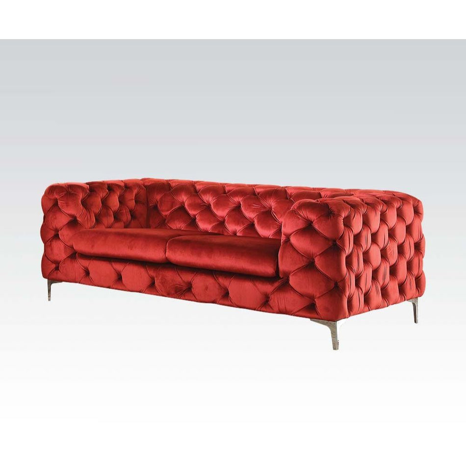 Acme Furniture Adam Loveseat in Red Velvet 52796