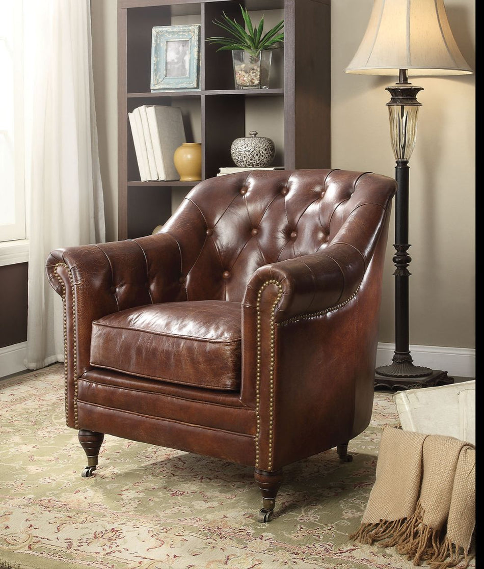 Aberdeen - Chair - Vintage Dark Brown Top Grain Leather