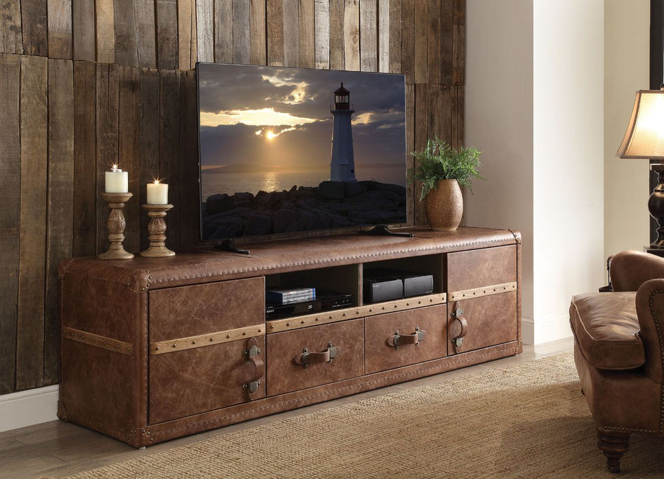 Aberdeen - TV Stand - Retro Brown Top Grain Leather