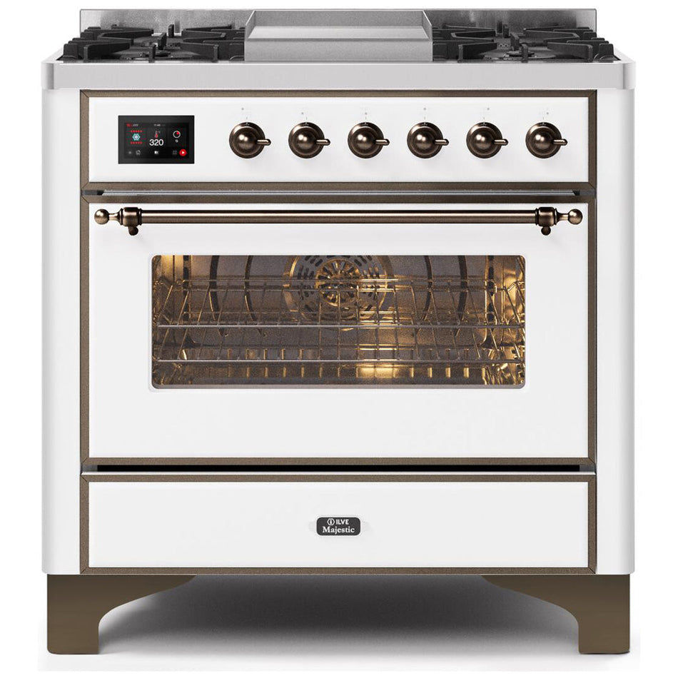 ILVE 36 in. Majestic II Series Freestanding Dual Fuel Single Oven Range and Griddle with Color and Gas Options (UM09FDNS3)
