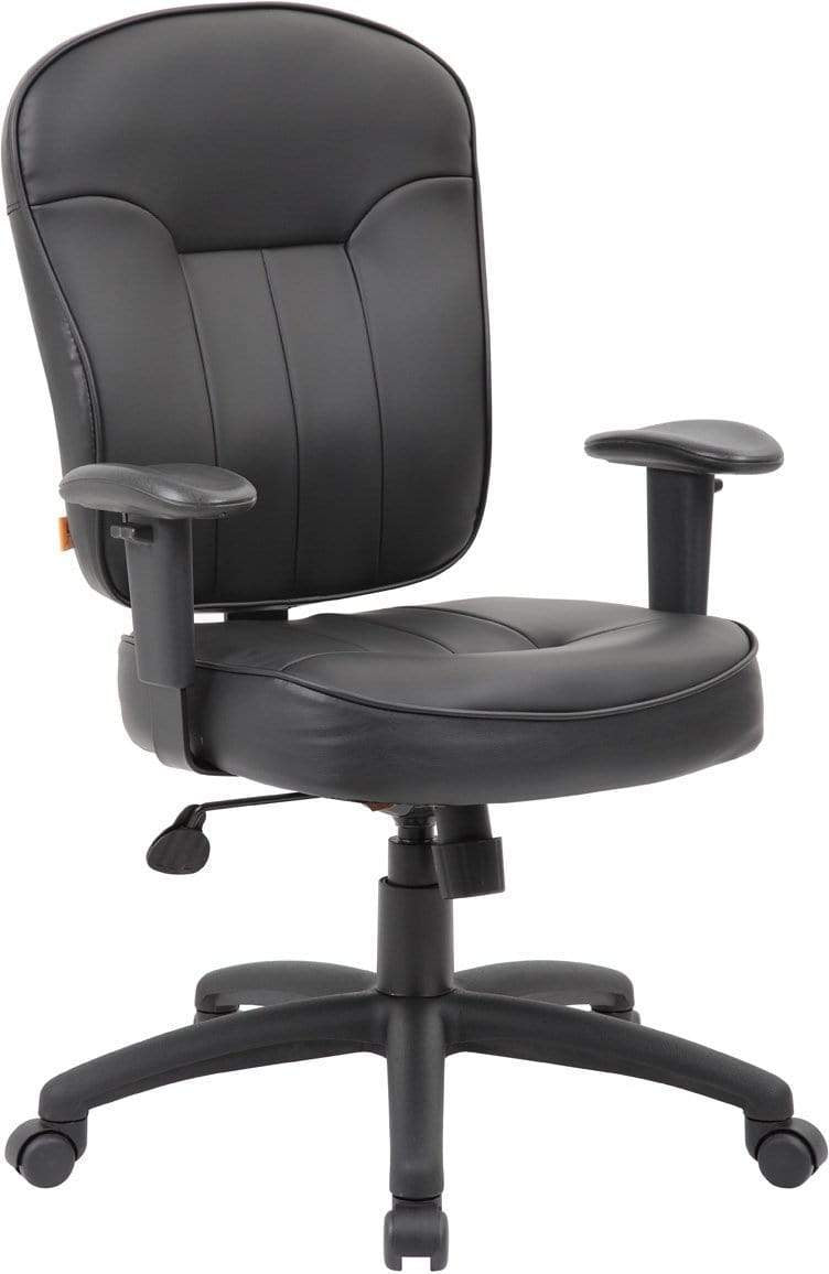 Boss Black Leather Task Chair with Arms [B1562] Boss Office Products Adjustable Arms Task Chair B1563
