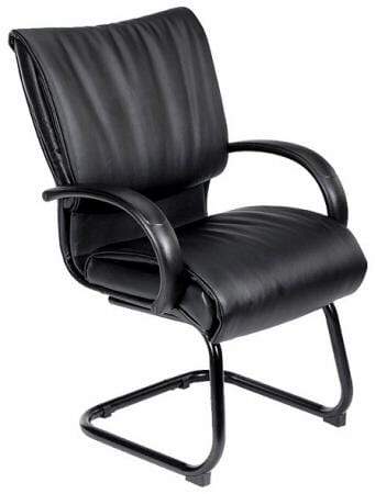 Boss Black Leather Visitor Chair [B9709] Boss Office Products Black Nylon - Included Guest Chair B9709