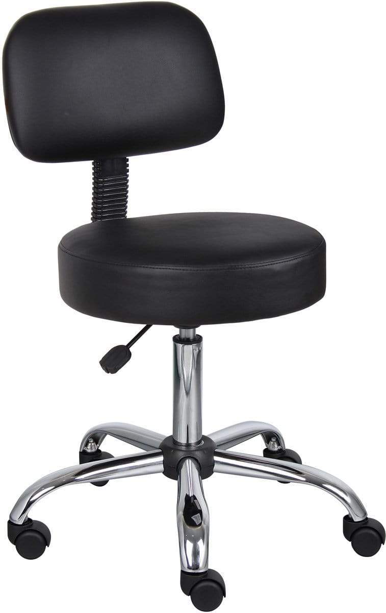 Boss Caressoft Medical Stool with Back Cushion [B245-BG] Boss Office Products Black Drafting Chair B245-BK