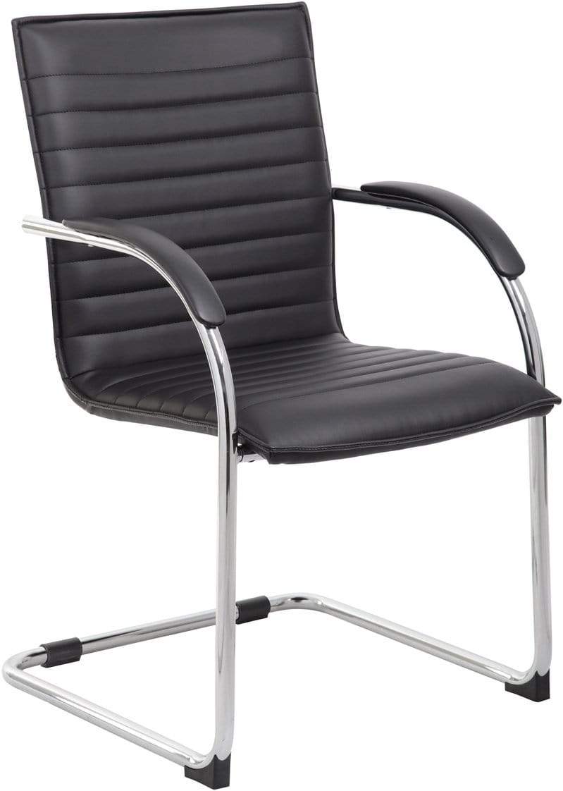 Boss Chrome Frame Vinyl Side Chair 2 Pack [B9536-BK-2] Boss Office Products Black Guest Chair B9536-BK-2