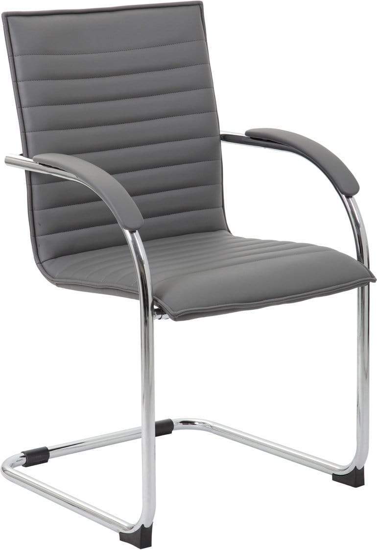 Boss Chrome Frame Vinyl Side Chair 2 Pack [B9536-BK-2] Boss Office Products Grey Guest Chair B9536-GY-2