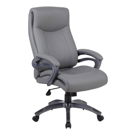 Boss Dual Layer High Back Executive Chair [B8661] Boss Office Products Gray GY Leather Office Chair B8661-GY