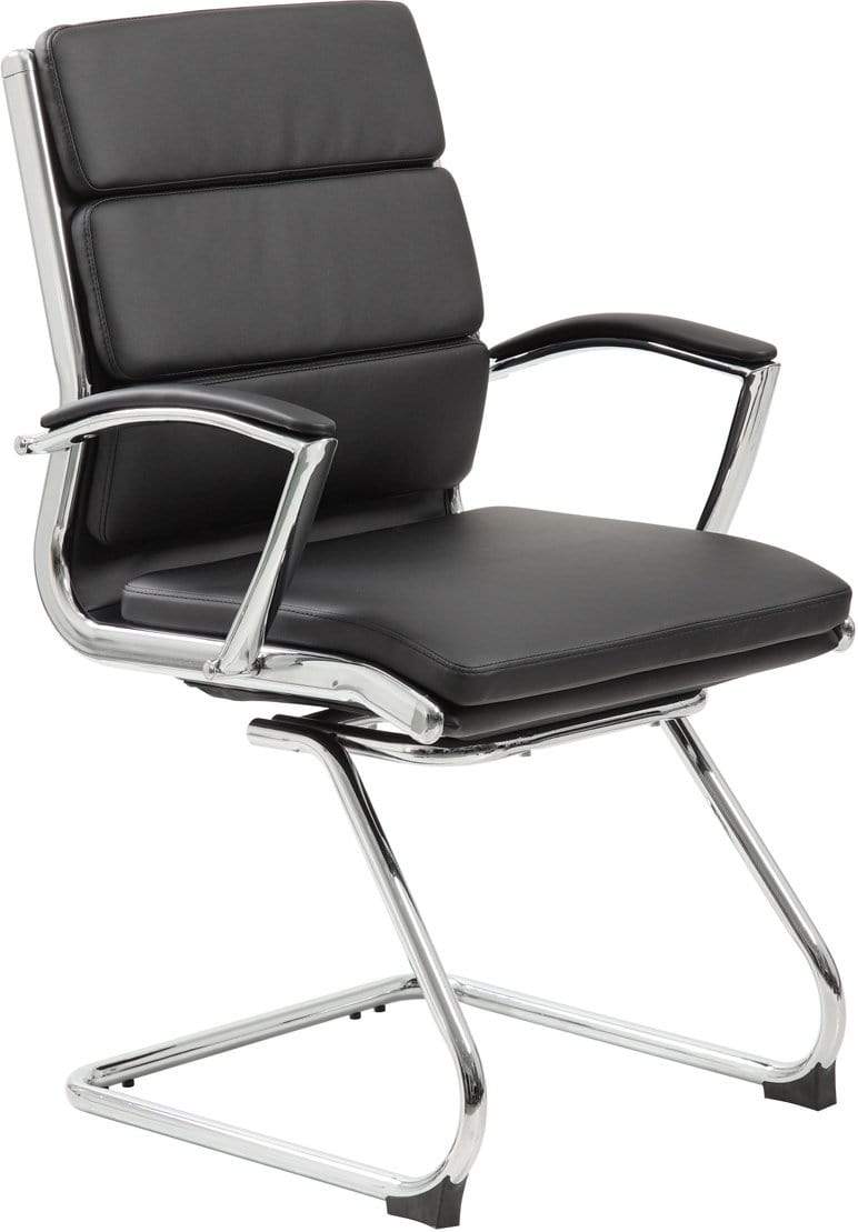 Boss Executive CaressoftPlus Guest Chair with Metal Chrome Finish [B9479-BK] Boss Office Products Black Executive Chair B9479-BK