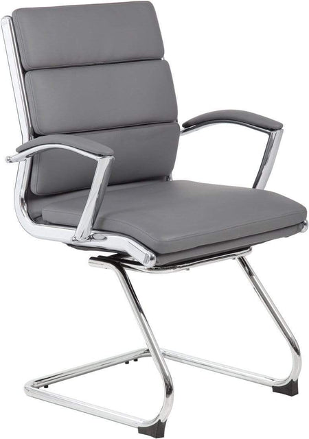 Boss Executive CaressoftPlus Guest Chair with Metal Chrome Finish [B9479-BK] Boss Office Products Grey Executive Chair B9479-GY