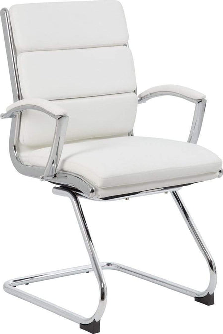 Boss Executive CaressoftPlus Guest Chair with Metal Chrome Finish [B9479-BK] Boss Office Products White Executive Chair B9479-WT