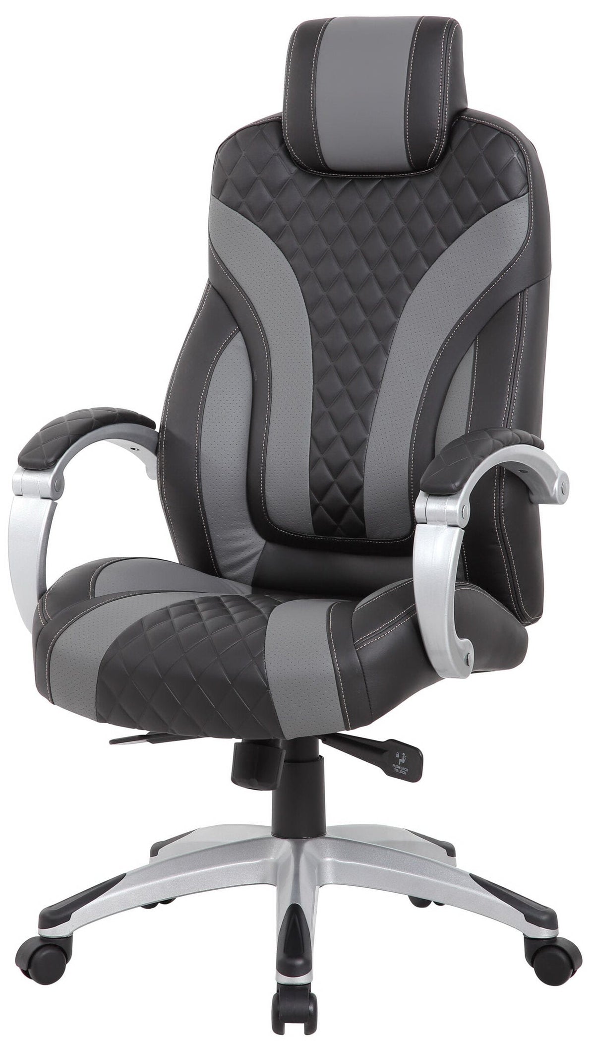 Boss Executive Hinged Arm Chair Black [B8871-BK] Boss Office Products Black/Grey Office Chair B881-BKGY