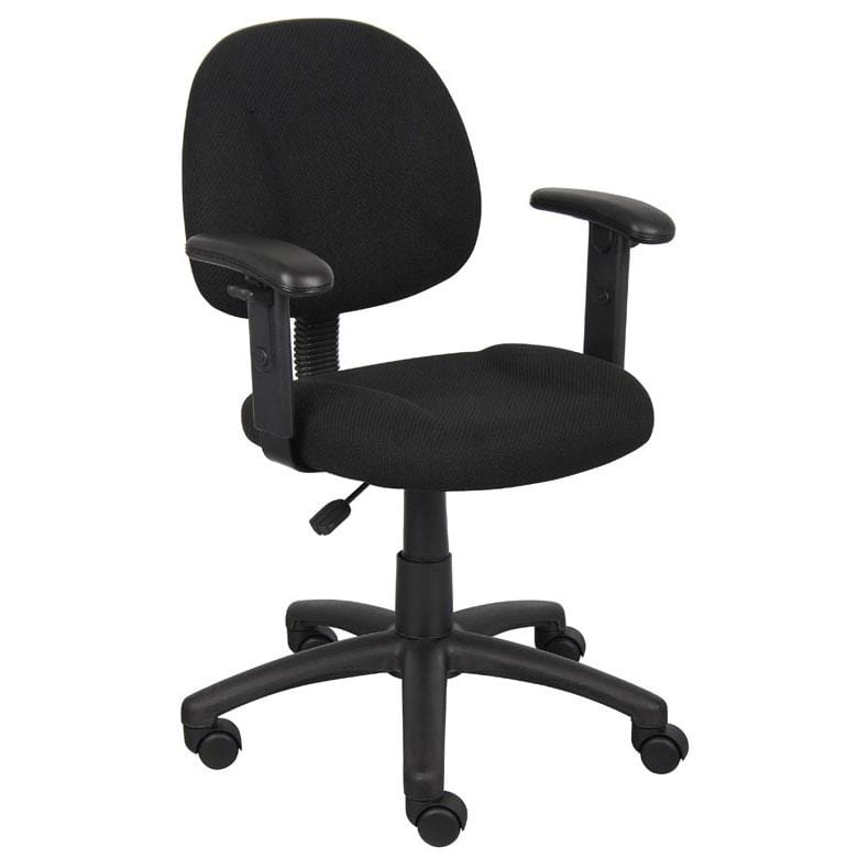 Boss Fabric Computer Chair [B315] Boss Office Products Black Tweed BK / Adjustable Height Arms (+$15) / Standard Rolling (included) Home Office Chair B316-BK