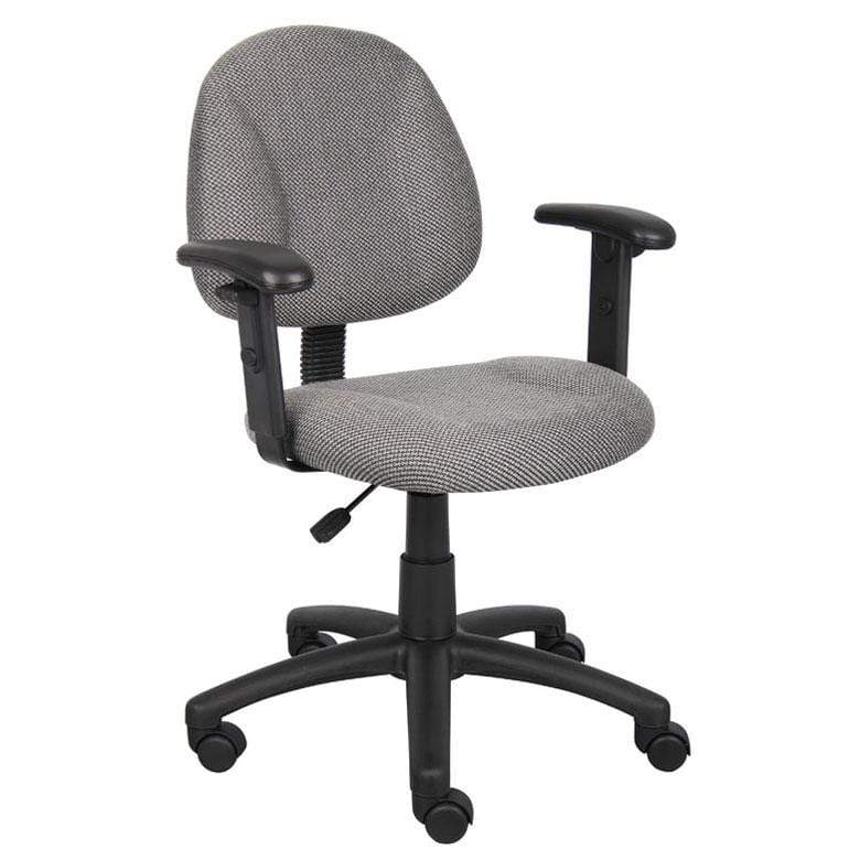 Boss Fabric Computer Chair [B315] Boss Office Products Gray Twill GY / Adjustable Height Arms (+$15) / Standard Rolling (included) Home Office Chair B316-GY