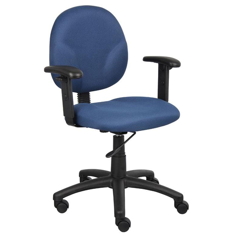 Boss Fabric Office Task Chair [B9090] Boss Office Products Blue BE / Adjustable Arms -9091 (+$15) Task Chair B9091-BE