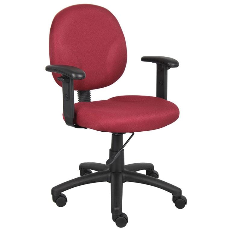 Boss Fabric Office Task Chair [B9090] Boss Office Products Burgundy BY / Adjustable Arms -9091 (+$15) Task Chair B9091-BY