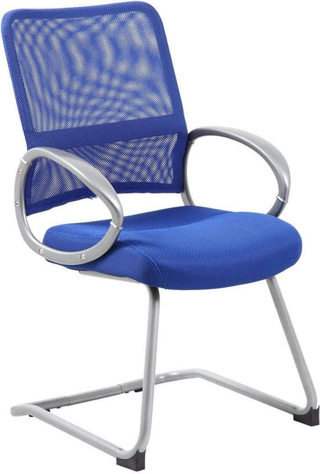 Boss Mesh Back with Pewter Finish Guest Chair [B6419-BE] Boss Office Products Blue Mesh Chair B6419-BE
