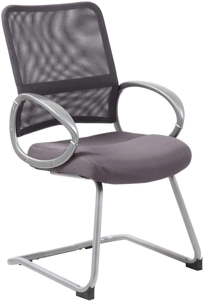 Boss Mesh Back with Pewter Finish Guest Chair [B6419-BE] Boss Office Products Charcoal Grey Mesh Chair B6419-CG