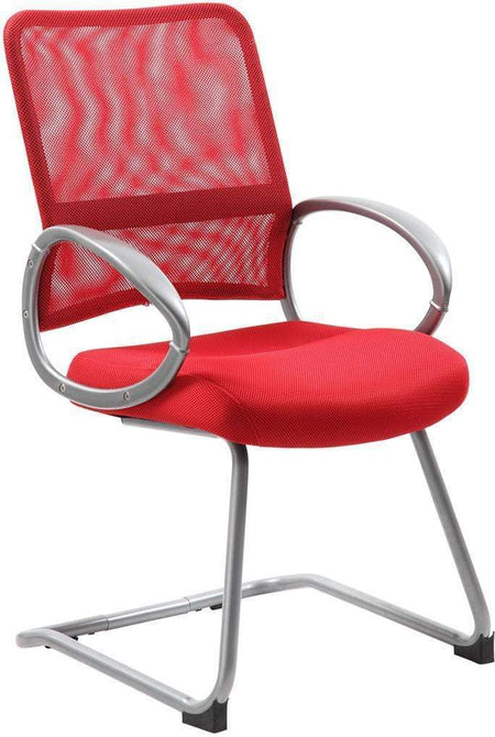Boss Mesh Back with Pewter Finish Guest Chair [B6419-BE] Boss Office Products Red Mesh Chair B6419-RD