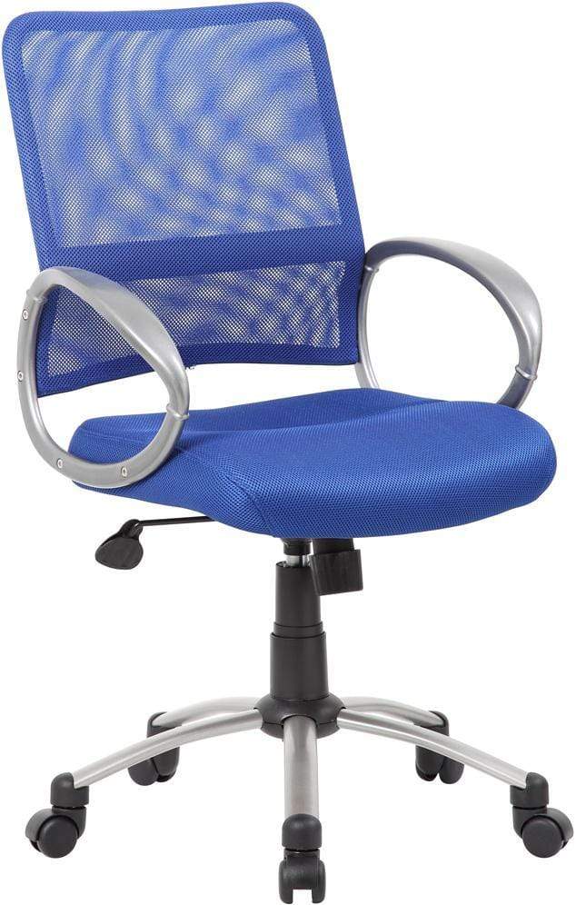 Boss Mesh Back with Pewter Finish Task Chair [B6416] Boss Office Products Blue Mesh Chair B6416-BE