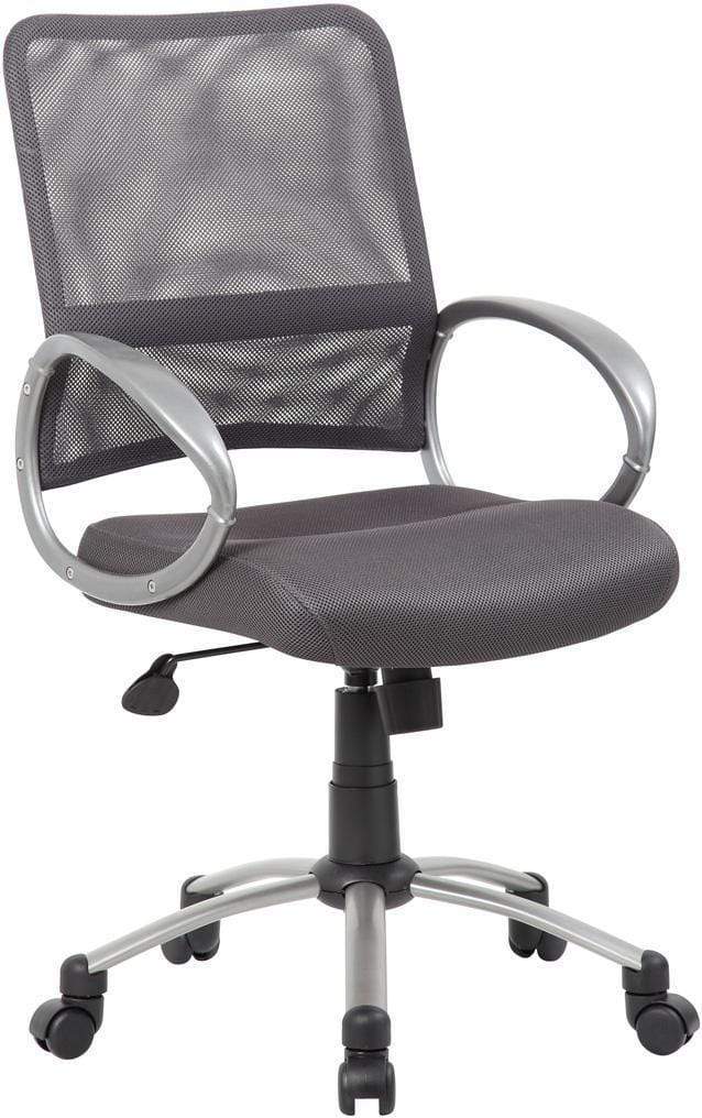 Boss Mesh Back with Pewter Finish Task Chair [B6416] Boss Office Products Charcoal Grey Mesh Chair B6416-CG