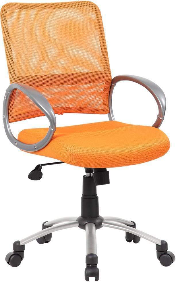 Boss Mesh Back with Pewter Finish Task Chair [B6416] Boss Office Products Orange Mesh Chair B6416-OR