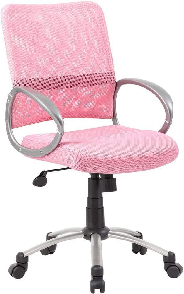 Boss Mesh Back with Pewter Finish Task Chair [B6416] Boss Office Products Pink Mesh Chair B6416-PK