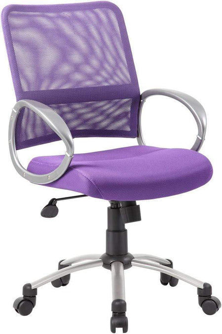 Boss Mesh Back with Pewter Finish Task Chair [B6416] Boss Office Products Purple Mesh Chair B6416-PR