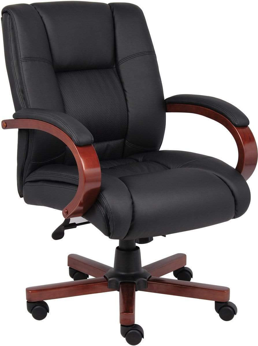 Boss Mid Back Executive Wood Finished Chairs [B8996-C] Boss Office Products Cherry Office Chair B8996-C