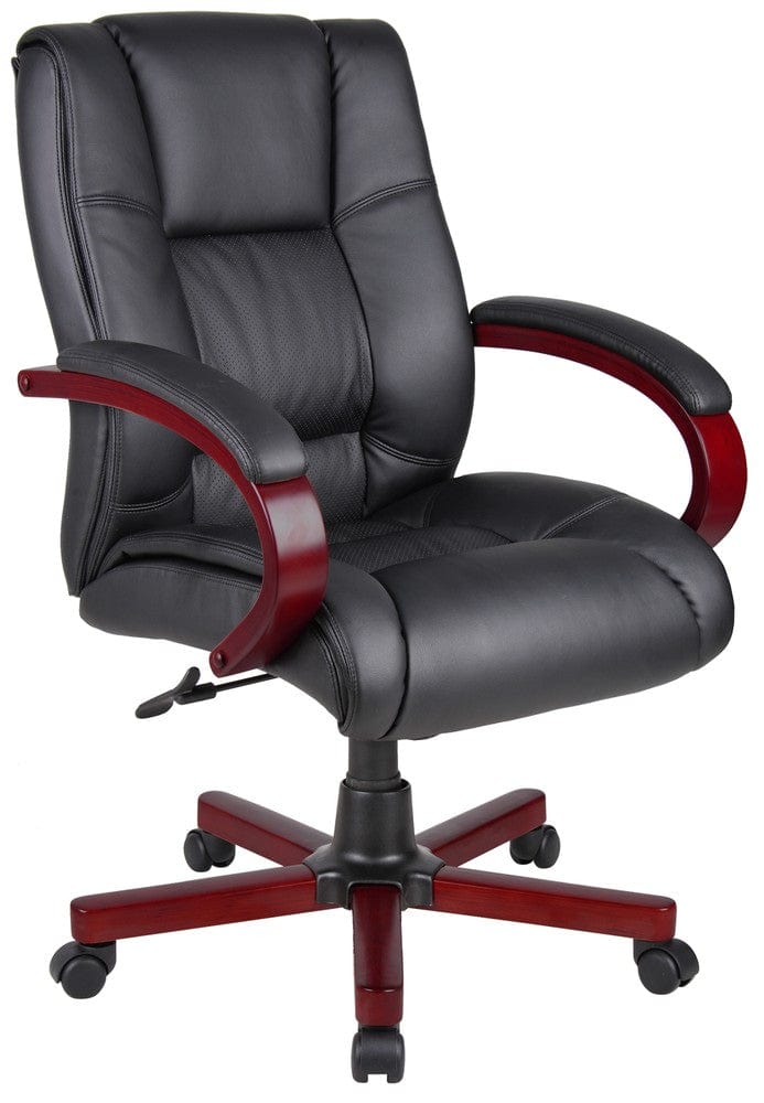 Boss Mid Back Executive Wood Finished Chairs [B8996-C] Boss Office Products Mahogany Office Chair B8996-M