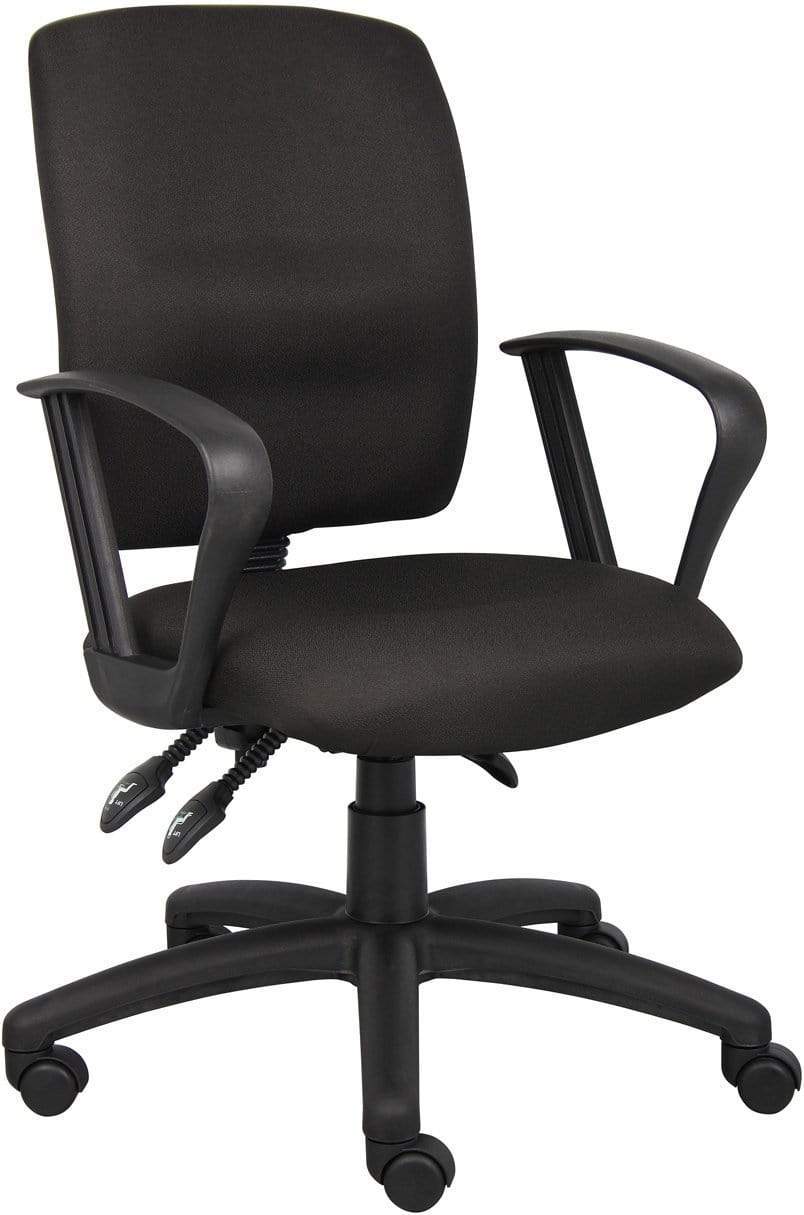 Boss Multi-Function Fabric Task Chair [B3035-BK] Boss Office Products Loop Arms Task Chair B3037-BK