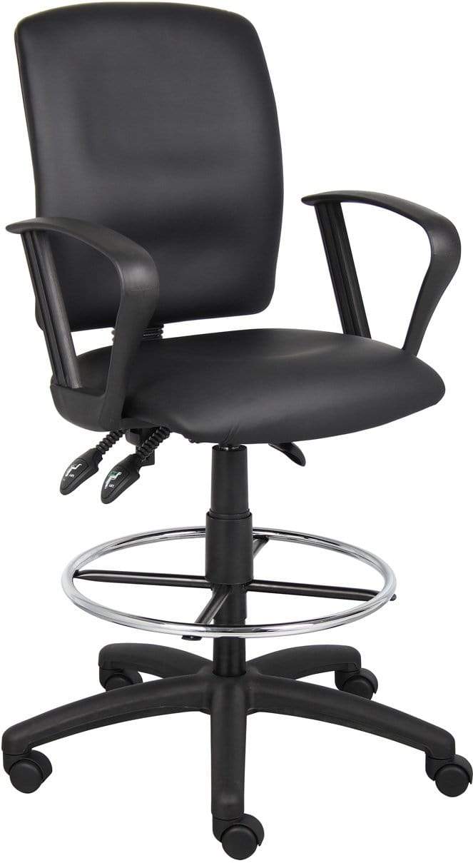 Boss Multi-Function LeatherPlus Drafting Stool [B1645] Boss Office Products Loop Arms Drafting Chair B1647