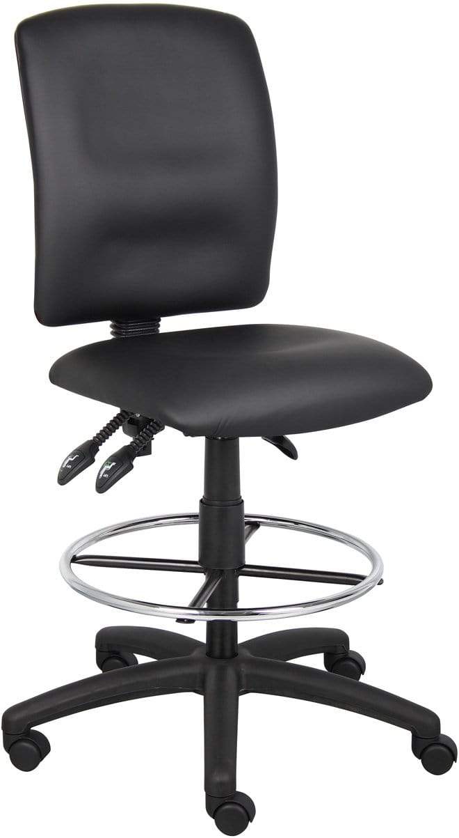 Boss Multi-Function LeatherPlus Drafting Stool [B1645] Boss Office Products No Arms Drafting Chair B1645