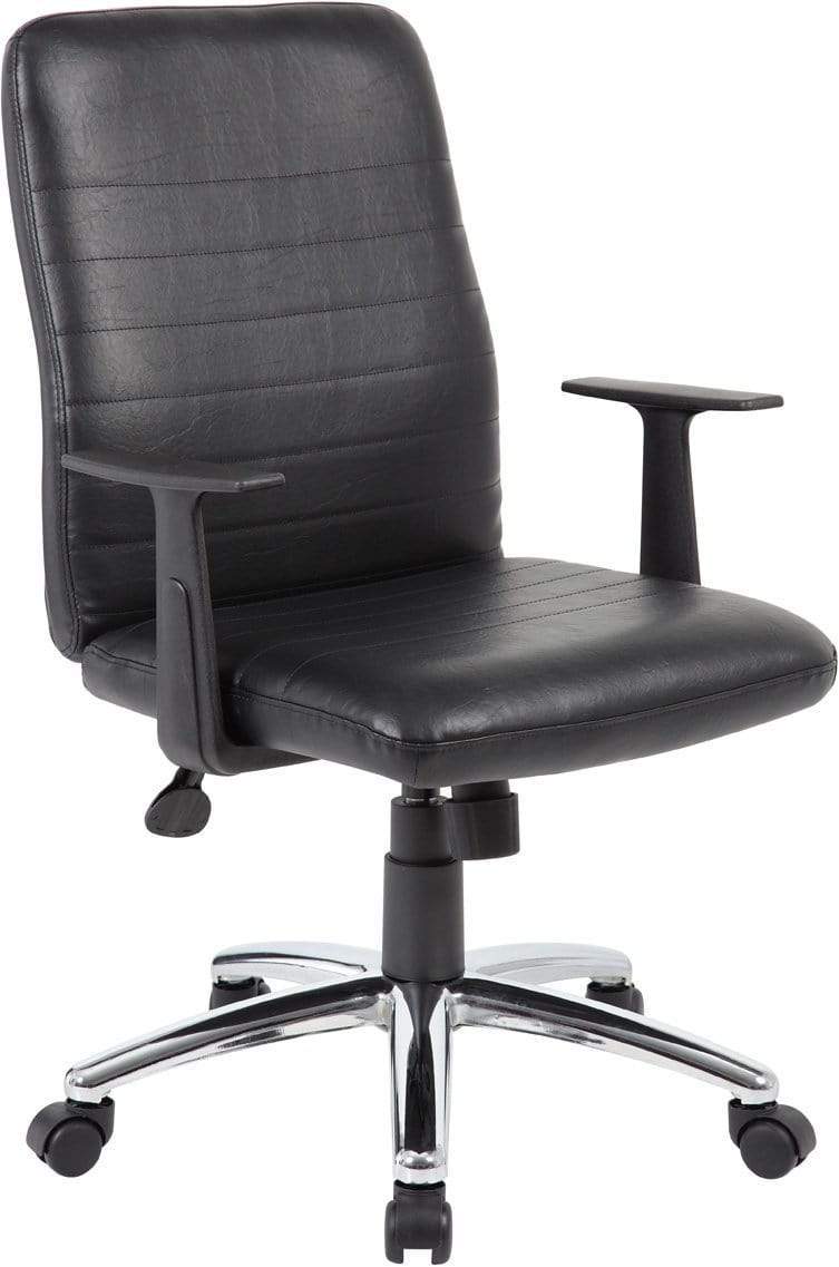 Boss Retro Task Chair [B430-BK] Boss Office Products Black T Arms Task Chair B431-BK