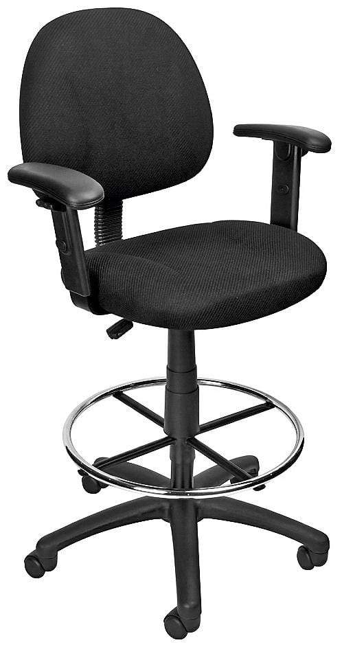 Boss Sculptured Seat &amp; Back Drafting Chair [B1616] Boss Office Products Black BK / Standard Casters -Included Drafting Chair B1616-BK