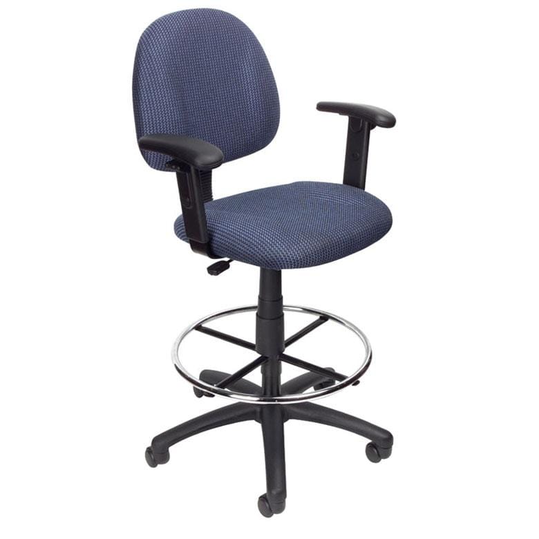 Boss Sculptured Seat &amp; Back Drafting Chair [B1616] Boss Office Products Blue BE / Standard Casters -Included Drafting Chair B1616-BE