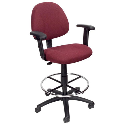 Boss Sculptured Seat &amp; Back Drafting Chair [B1616] Boss Office Products Burgundy BY / Standard Casters -Included Drafting Chair B1616-BY