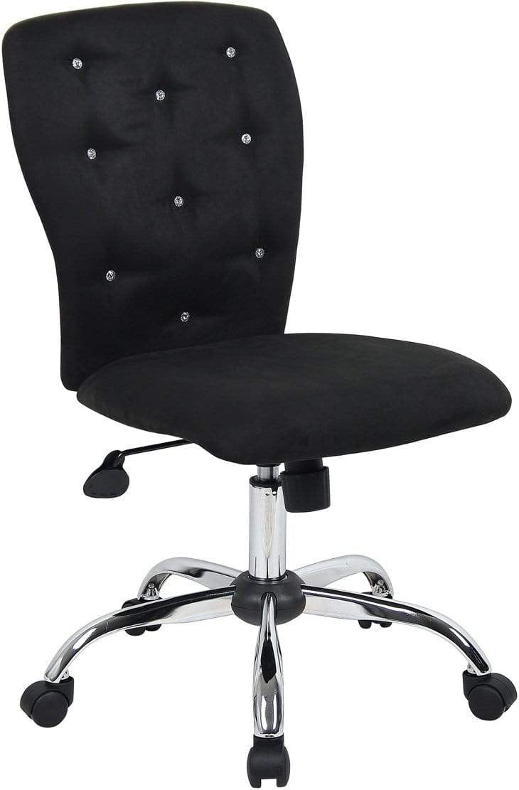 Boss Tiffany Microfiber Chair-Black [B220-BK] Boss Office Products Microfiber Black Office Chair B220-BK