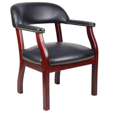 Boss Traditional Captain's Guest Chair [B9540] Boss Office Products Black BK / No Casters Executive Chair B9540-BK