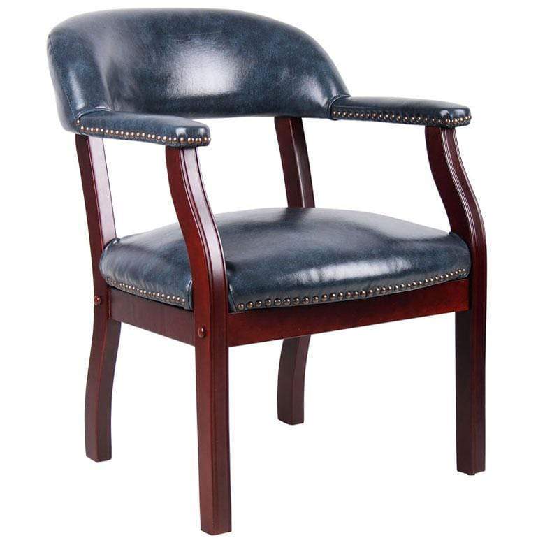 Boss Traditional Captain's Guest Chair [B9540] Boss Office Products Blue BE / No Casters Executive Chair B9540-BE