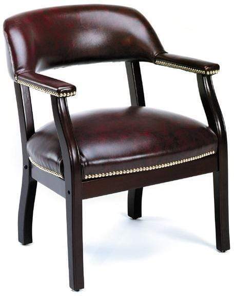 Boss Traditional Captain's Guest Chair [B9540] Boss Office Products Oxblood BY / No Casters Executive Chair B9540-BY