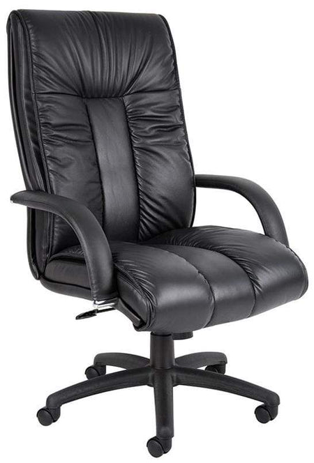 Italian Leather CEO Executive Office Chair [B9302] Boss Office Products Black / Black Nylon - Included Leather Office Chair B9302