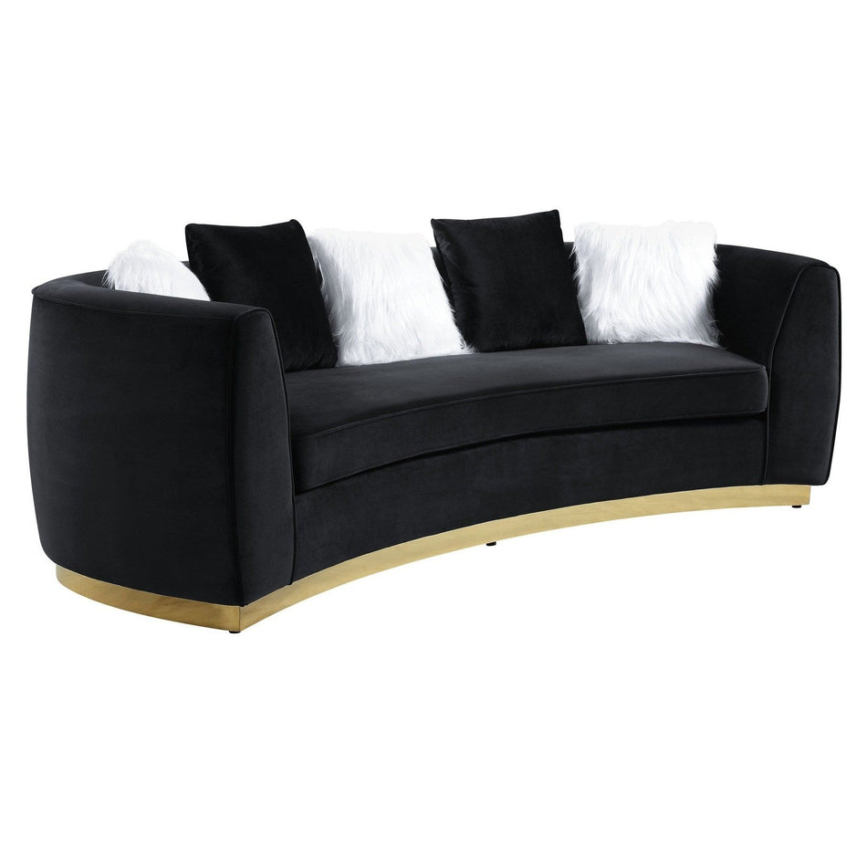 Acme Furniture Achelle Sofa W/5 Pillows in Black Velvet LV01045