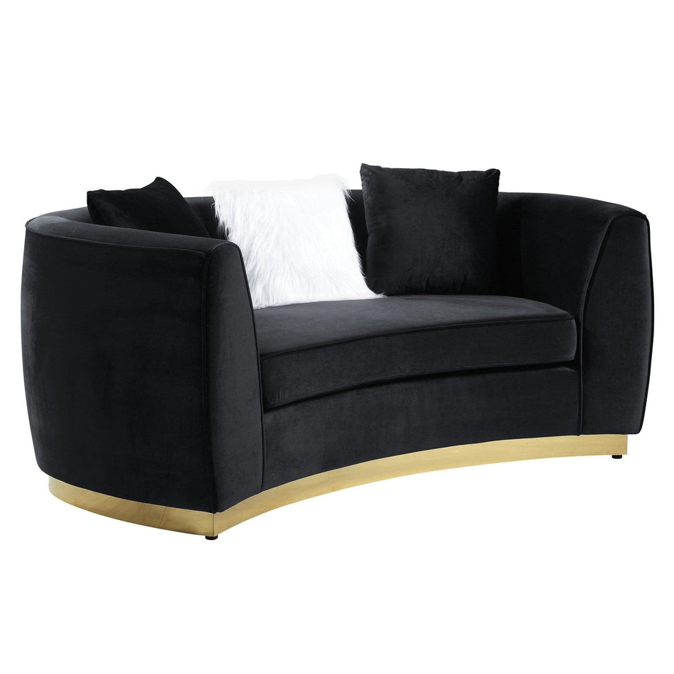 Acme Furniture Achelle Loveseat W/3 Pillows in Black Velvet LV01046
