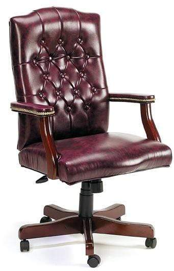 Martha Washington Executive Swivel Chair [B905] Boss Office Products Oxblood Vinyl BY Executive Chair B905-BY