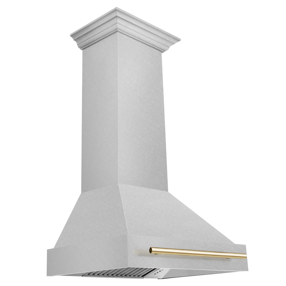 30 in. ZLINE Autograph Edition DuraSnow Stainless Steel Range Hood with DuraSnow Stainless Steel Shell and Handle (8654SNZ-30)