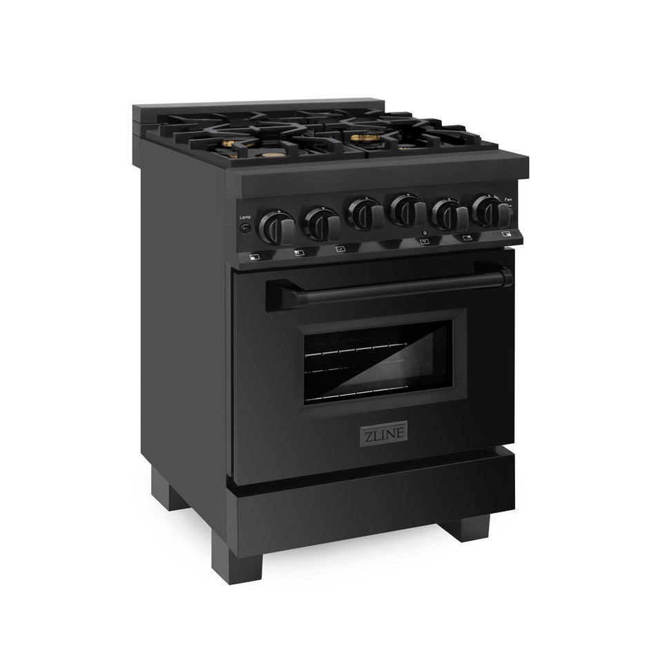 ZLINE 24 in. 2.8 cu. ft. Range with Gas Stove and Gas Oven in Black Stainless Steel (RGB-24)