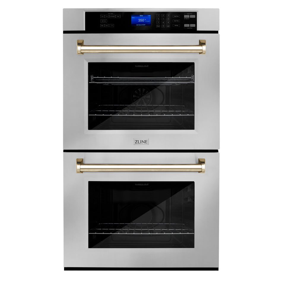 ZLINE 30 in. Autograph Edition Double Wall Oven with Self Clean and True Convection in Stainless Steel and Accents(AWDZ-30)